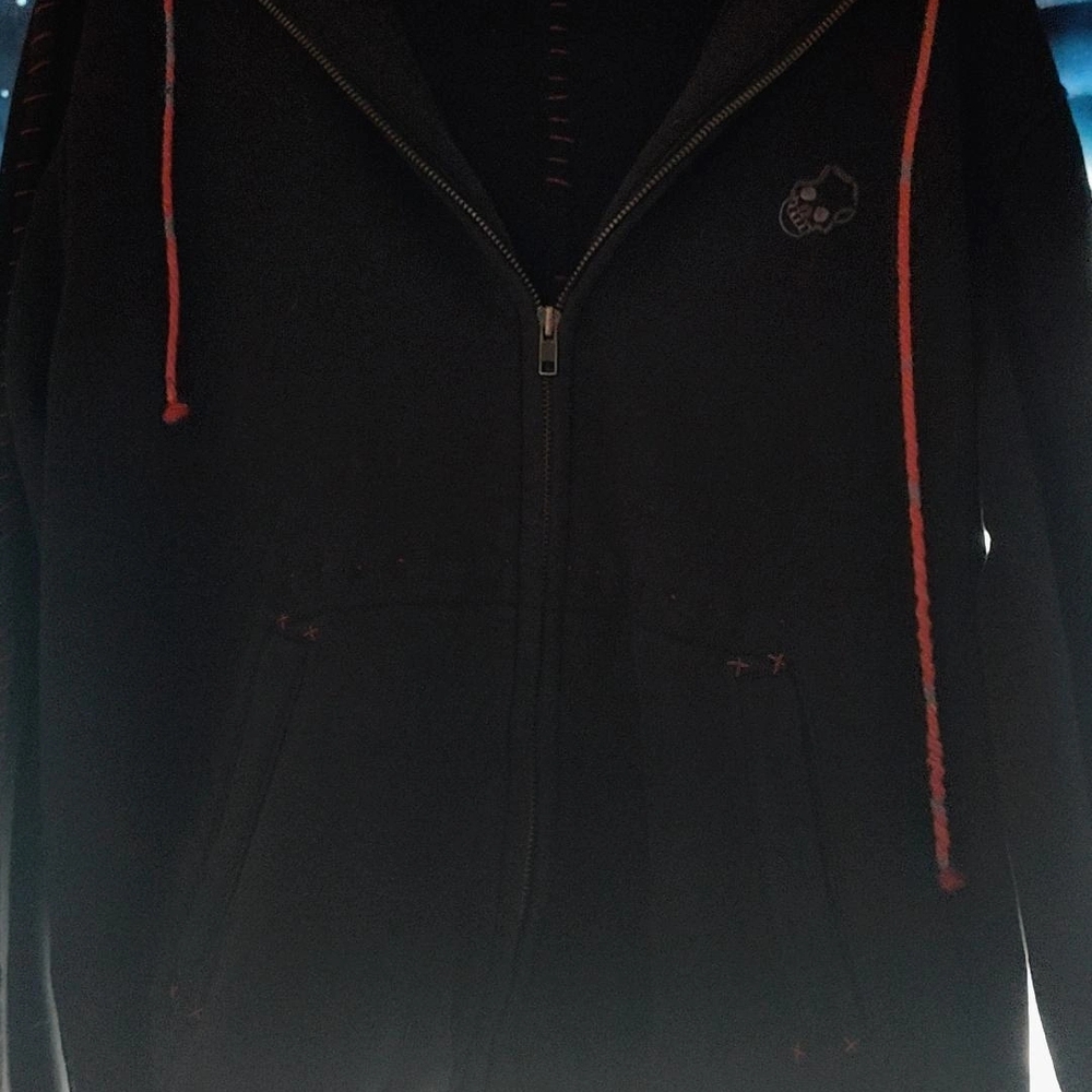 Unisex ONE432 Black Jacket with Red Accents